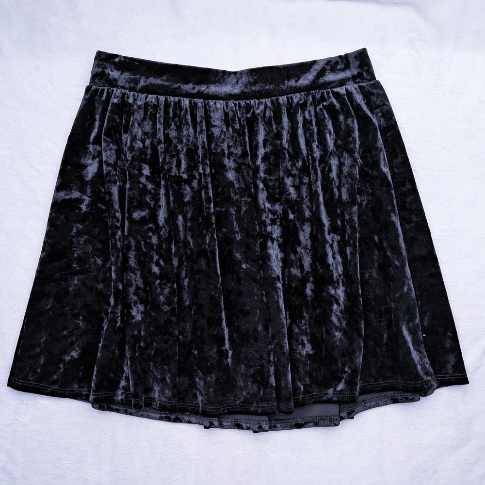 Garage Black Velvet Skater Skirt